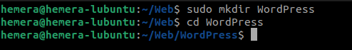 Création du dossier WordPress sur le serveur Linux
